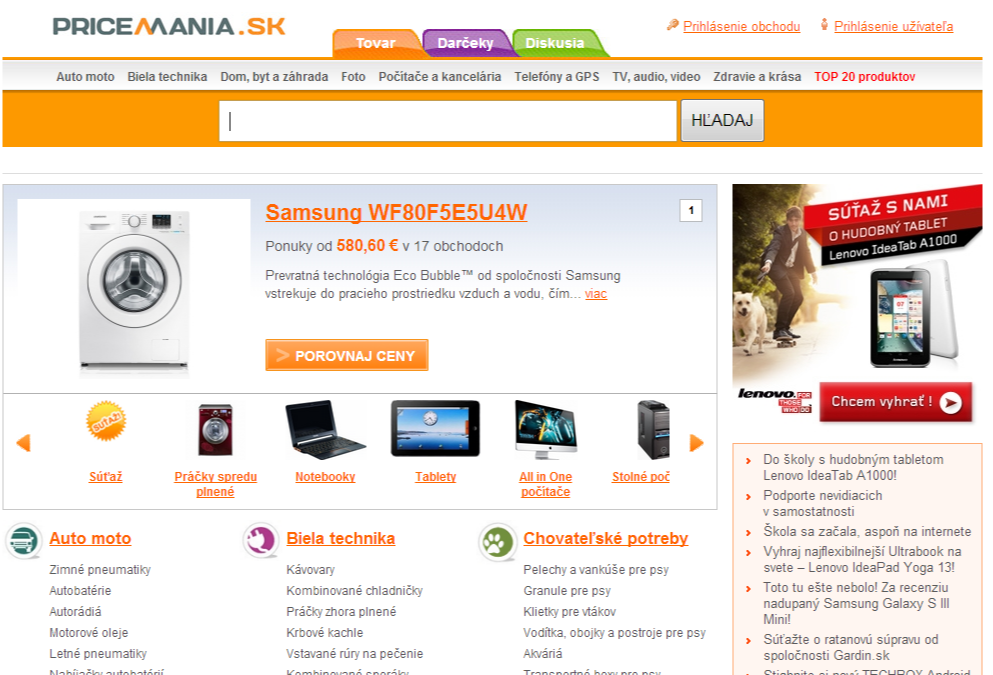 Pricemania.sk   Porovnanie cien tovaru v internetových obchodoch